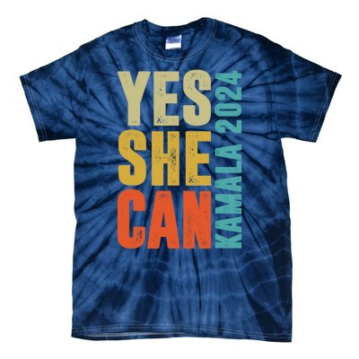 Yes She Can Kamala 2024 Retro Colors Tie-Dye T-Shirt