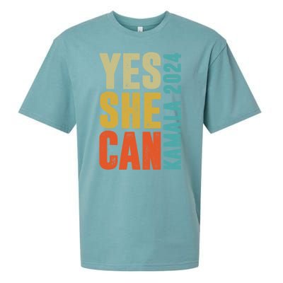 Yes She Can Kamala 2024 Retro Colors Sueded Cloud Jersey T-Shirt