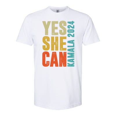 Yes She Can Kamala 2024 Retro Colors Softstyle CVC T-Shirt