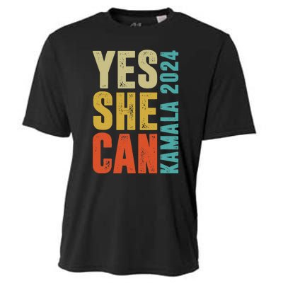 Yes She Can Kamala 2024 Retro Colors Cooling Performance Crew T-Shirt