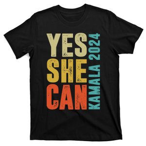 Yes She Can Kamala 2024 Retro Colors T-Shirt