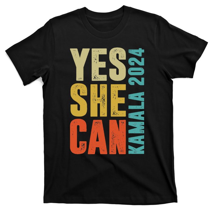 Yes She Can Kamala 2024 Retro Colors T-Shirt