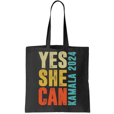 Yes She Can Kamala 2024 Retro Colors Tote Bag