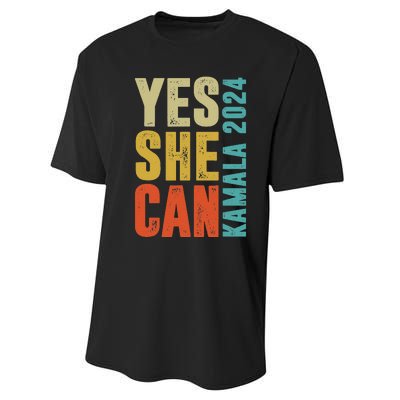 Yes She Can Kamala 2024 Retro Colors Performance Sprint T-Shirt