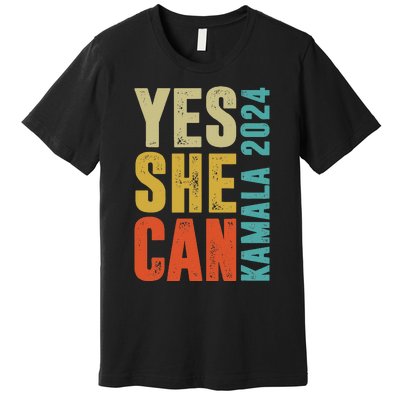 Yes She Can Kamala 2024 Retro Colors Premium T-Shirt