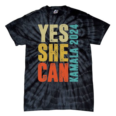 Yes She Can Kamala 2024 Retro Colors Tie-Dye T-Shirt