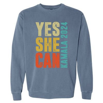 Yes She Can Kamala 2024 Retro Colors Garment-Dyed Sweatshirt