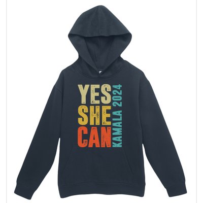 Yes She Can Kamala 2024 Retro Colors Urban Pullover Hoodie