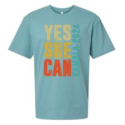 Yes She Can Kamala 2024 Retro Colors Sueded Cloud Jersey T-Shirt