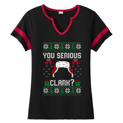 You Serious Clark? Ugly Sweater Christmas Family Matching Gift Ladies Halftime Notch Neck Tee