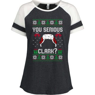 You Serious Clark? Ugly Sweater Christmas Family Matching Gift Enza Ladies Jersey Colorblock Tee