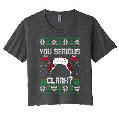 You Serious Clark? Ugly Sweater Christmas Family Matching Gift Women's Crop Top Tee