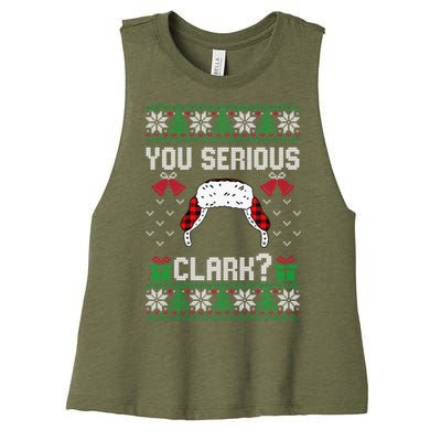 You Serious Clark? Ugly Sweater Christmas Family Matching Gift Women's Racerback Cropped Tank