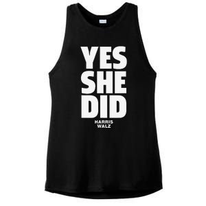 Yes She Can And Yes She Did Harris Walz 2024 Ladies PosiCharge Tri-Blend Wicking Tank