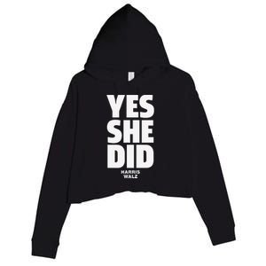 Yes She Can And Yes She Did Harris Walz 2024 Crop Fleece Hoodie