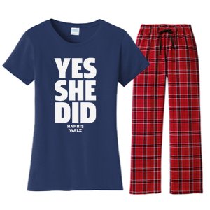 Yes She Can And Yes She Did Harris Walz 2024 Women's Flannel Pajama Set