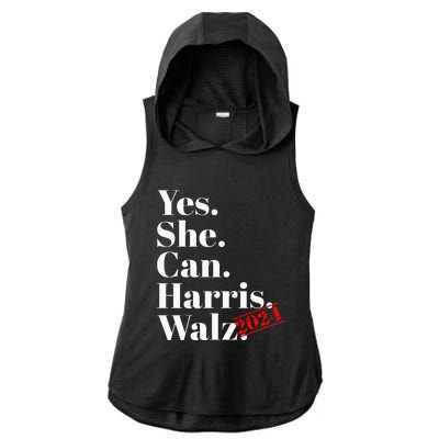 Yes She Can Harris Walz 2024 Premium Ladies PosiCharge Tri-Blend Wicking Draft Hoodie Tank