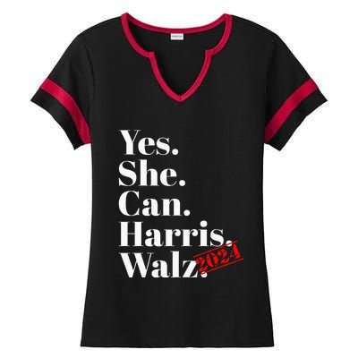 Yes She Can Harris Walz 2024 Premium Ladies Halftime Notch Neck Tee