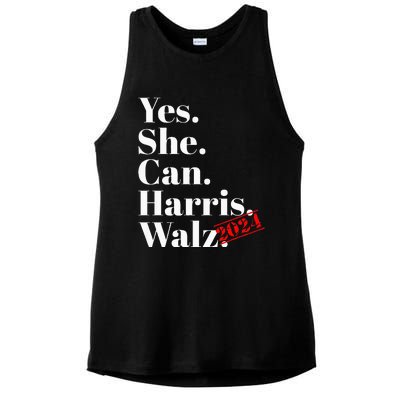 Yes She Can Harris Walz 2024 Premium Ladies PosiCharge Tri-Blend Wicking Tank