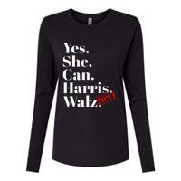 Yes She Can Harris Walz 2024 Premium Womens Cotton Relaxed Long Sleeve T-Shirt