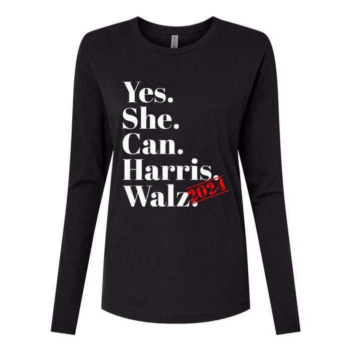 Yes She Can Harris Walz 2024 Premium Womens Cotton Relaxed Long Sleeve T-Shirt