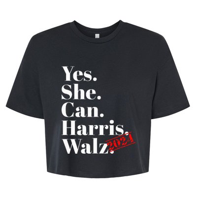 Yes She Can Harris Walz 2024 Premium Bella+Canvas Jersey Crop Tee