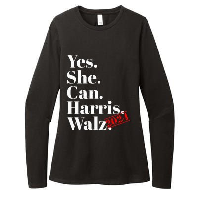 Yes She Can Harris Walz 2024 Premium Womens CVC Long Sleeve Shirt