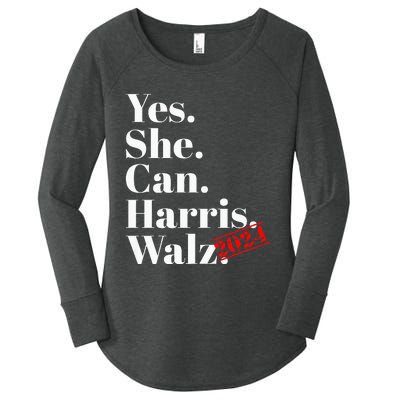 Yes She Can Harris Walz 2024 Premium Women's Perfect Tri Tunic Long Sleeve Shirt