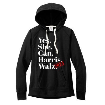 Yes She Can Harris Walz 2024 Premium Women's Fleece Hoodie