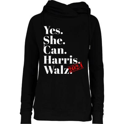 Yes She Can Harris Walz 2024 Premium Womens Funnel Neck Pullover Hood