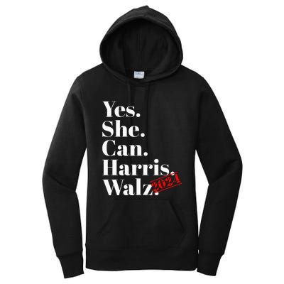 Yes She Can Harris Walz 2024 Premium Women's Pullover Hoodie