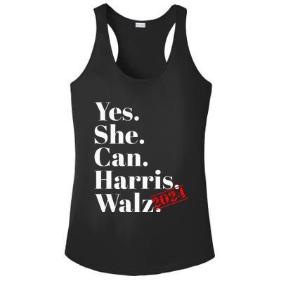 Yes She Can Harris Walz 2024 Premium Ladies PosiCharge Competitor Racerback Tank