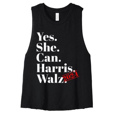 Yes She Can Harris Walz 2024 Premium Women's Racerback Cropped Tank