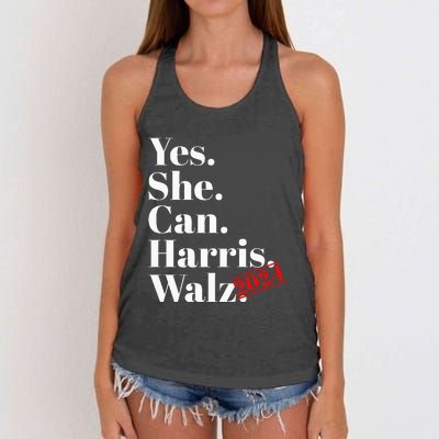 Yes She Can Harris Walz 2024 Premium Women's Knotted Racerback Tank