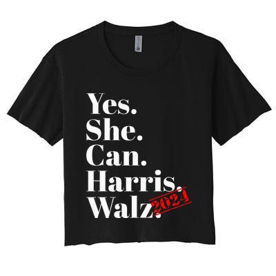 Yes She Can Harris Walz 2024 Premium Women's Crop Top Tee