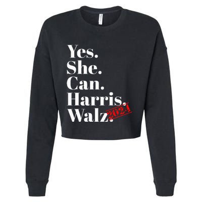 Yes She Can Harris Walz 2024 Premium Cropped Pullover Crew