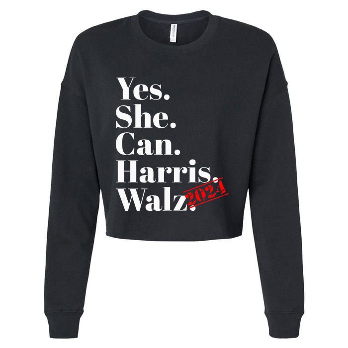 Yes She Can Harris Walz 2024 Premium Cropped Pullover Crew