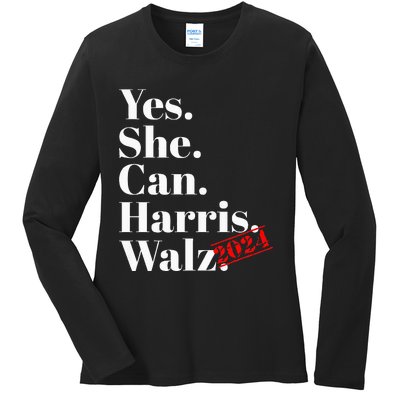 Yes She Can Harris Walz 2024 Premium Ladies Long Sleeve Shirt