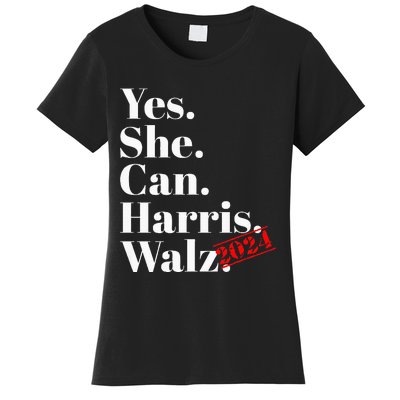 Yes She Can Harris Walz 2024 Premium Women's T-Shirt