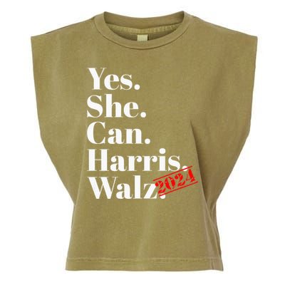 Yes She Can Harris Walz 2024 Premium Garment-Dyed Women's Muscle Tee