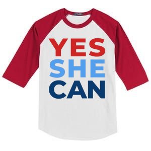 Yes She Can Yes She Kam Kamala Harris 2024 Kids Colorblock Raglan Jersey