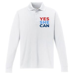 Yes She Can Yes She Kam Kamala Harris 2024 Performance Long Sleeve Polo