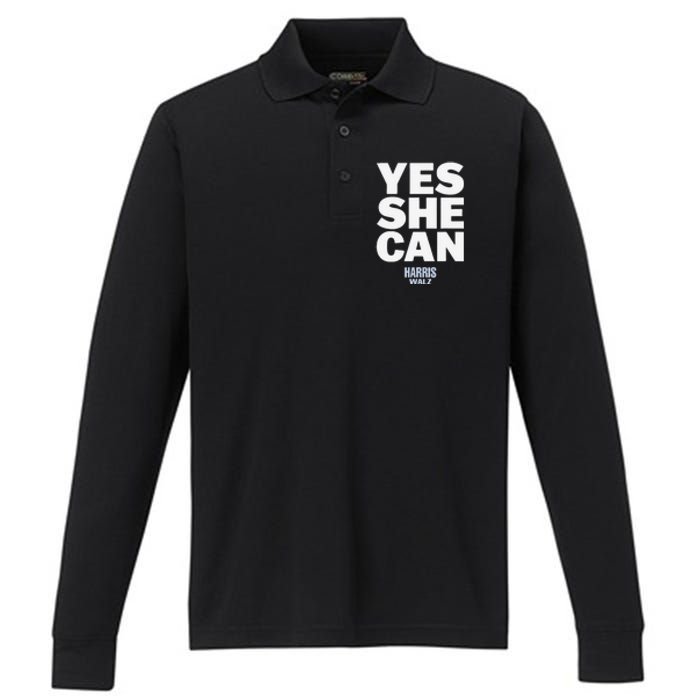 Yes She Can Kamala Harris 2024 Elections Performance Long Sleeve Polo