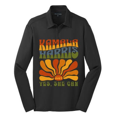 Yes She Can Kamala Harris Silk Touch Performance Long Sleeve Polo