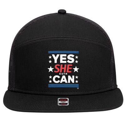 Yes She Can Kamala Harris 2024 President 7 Panel Mesh Trucker Snapback Hat