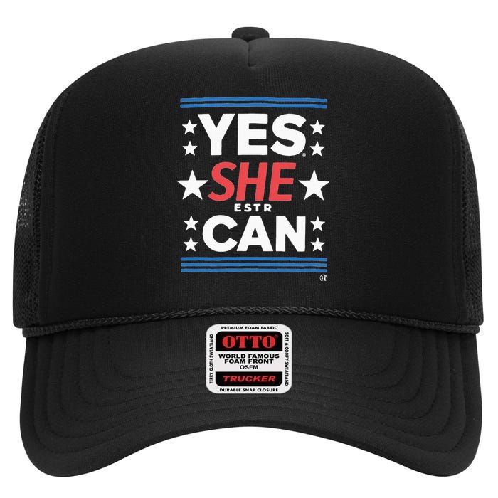 Yes She Can Kamala Harris 2024 President High Crown Mesh Back Trucker Hat