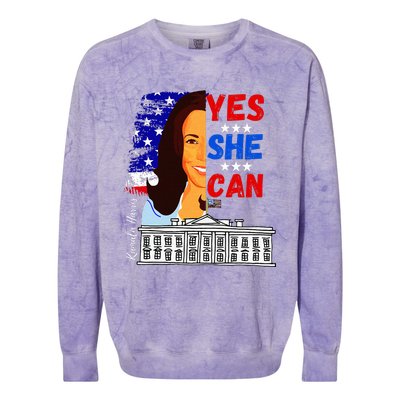 Yes She Can Kamala Harris 2024 Us Presidential Election Colorblast Crewneck Sweatshirt