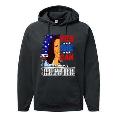 Yes She Can Kamala Harris 2024 Us Presidential Election Performance Fleece Hoodie