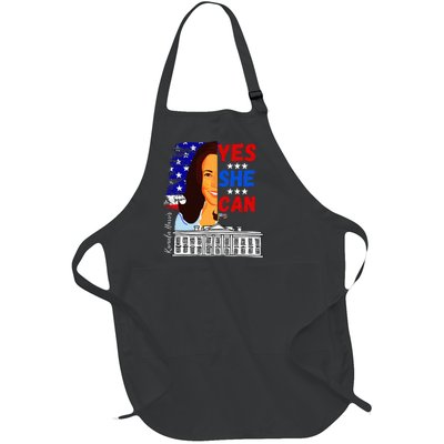 Yes She Can Kamala Harris 2024 Us Presidential Election Full-Length Apron With Pockets