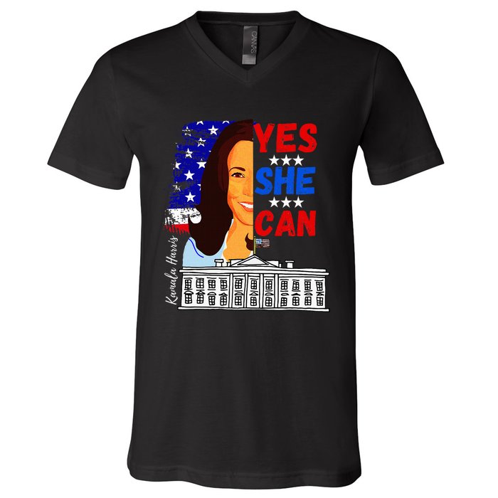 Yes She Can Kamala Harris 2024 Us Presidential Election V-Neck T-Shirt